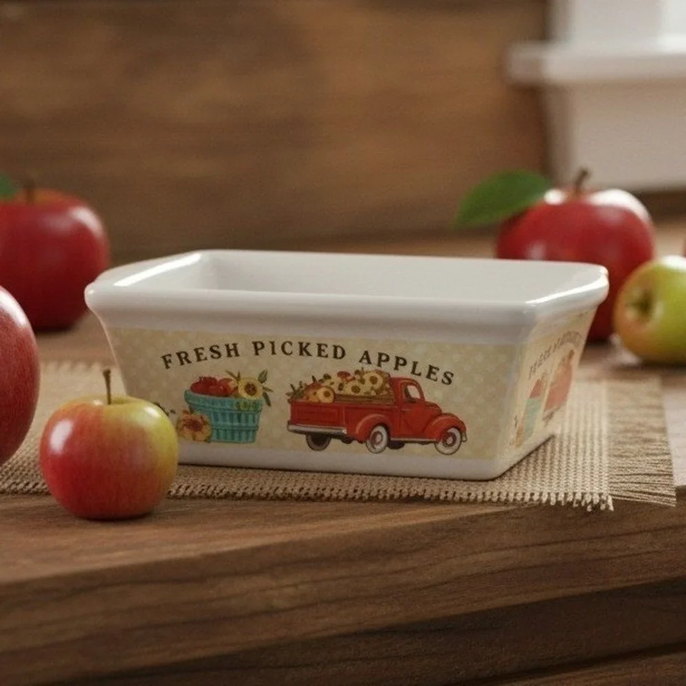 Royal Norfolk Small Loaf Pan, Vintage Farm Picked Apples Design, Bakeware